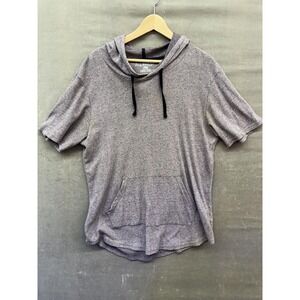 Allisandy Hoodie Pullover Shirt Mens Large Short Sleeve Kangaroo Pocket Soft